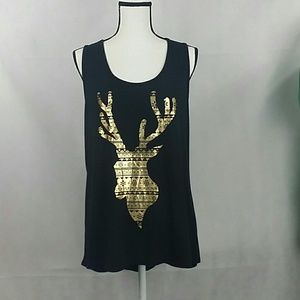 No Boundaries tank top black gold deer symbol